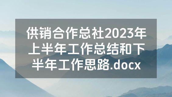 供销合作总社2023年上半年工作总结和下半年工作思路.docx