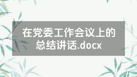 在党委工作会议上的总结讲话.docx