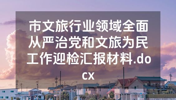 市文旅行业领域全面从严治党和文旅为民工作迎检汇报材料.docx