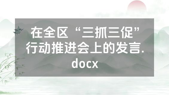 在全区“三抓三促”行动推进会上的发言.docx