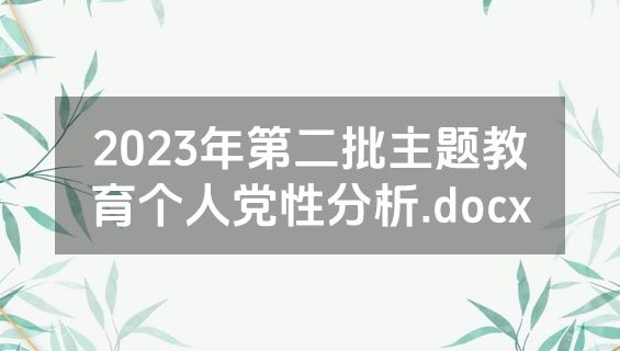 2023年第二批主题教育个人党性分析.docx