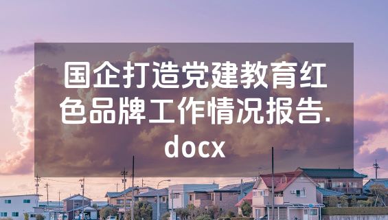 国企打造党建教育红色品牌工作情况报告.docx