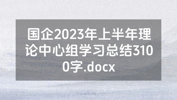 国企2023年上半年理论中心组学习总结3100字.docx