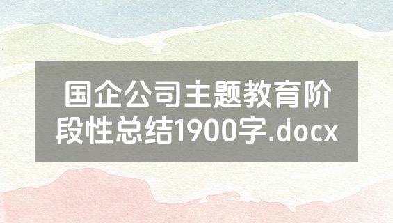 国企公司主题教育阶段性总结1900字.docx