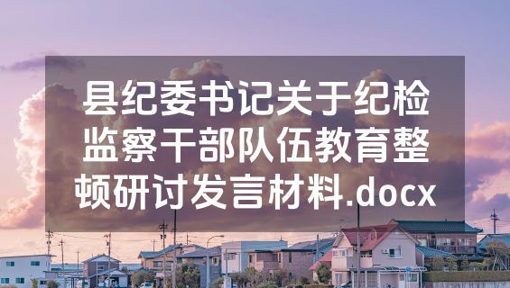 县纪委书记关于纪检监察干部队伍教育整顿研讨发言材料.docx