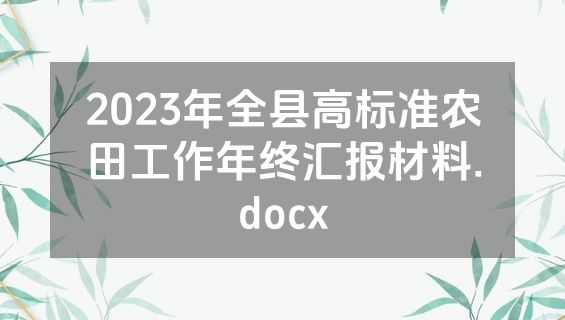 2023年全县高标准农田工作年终汇报材料.docx