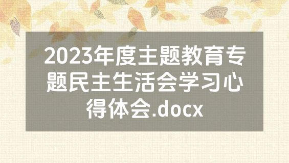 2023年度主题教育专题民主生活会学习心得体会.docx