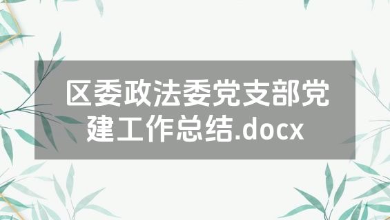 区委政法委党支部党建工作总结.docx
