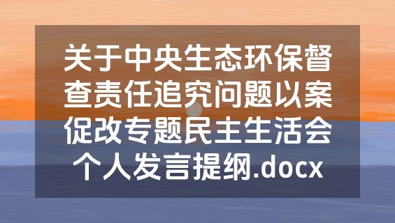 关于中央生态环保督查责任追究问题以案促改专题民主生活会个人发言提纲.docx