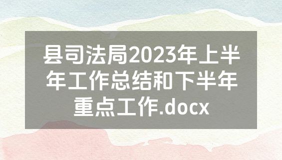 县司法局2023年上半年工作总结和下半年重点工作.docx