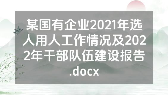 某国有企业2021年选人用人工作情况及2022年干部队伍建设报告.docx
