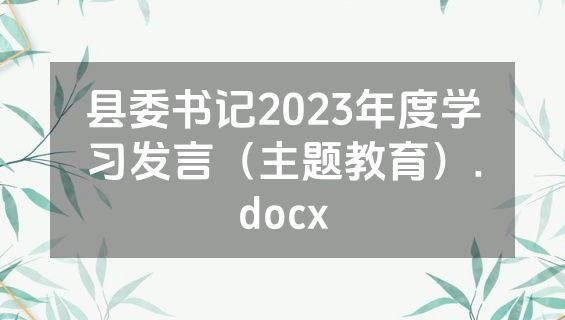 县委书记2023年度学习发言（主题教育）.docx