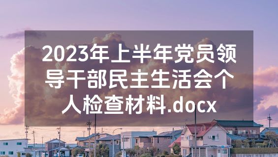 2023年上半年党员领导干部民主生活会个人检查材料.docx