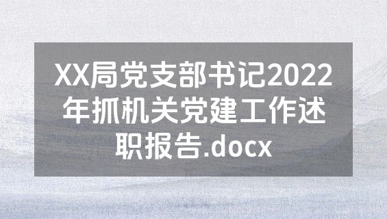 XX局党支部书记2022年抓机关党建工作述职报告.docx