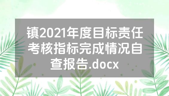 镇2021年度目标责任考核指标完成情况自查报告.docx