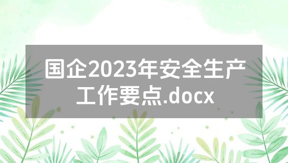 国企2023年安全生产工作要点.docx