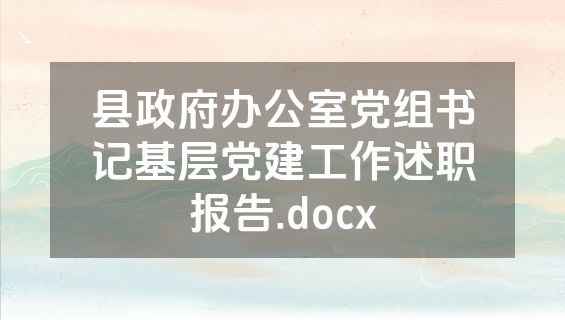 县政府办公室党组书记基层党建工作述职报告.docx
