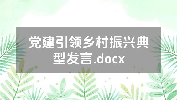 党建引领乡村振兴典型发言.docx
