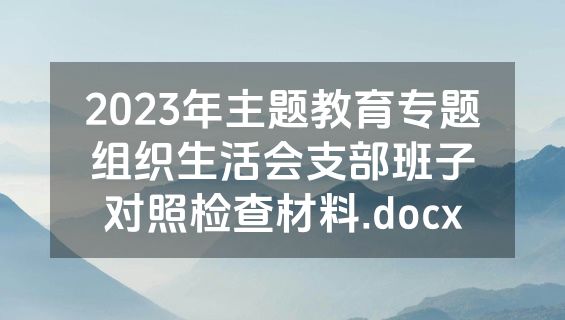 2023年主题教育专题组织生活会支部班子对照检查材料.docx