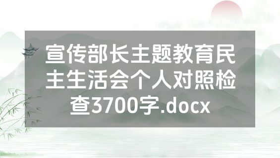 宣传部长主题教育民主生活会个人对照检查3700字.docx