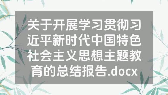 关于开展学习贯彻习近平新时代中国特色社会主义思想主题教育的总结报告.docx
