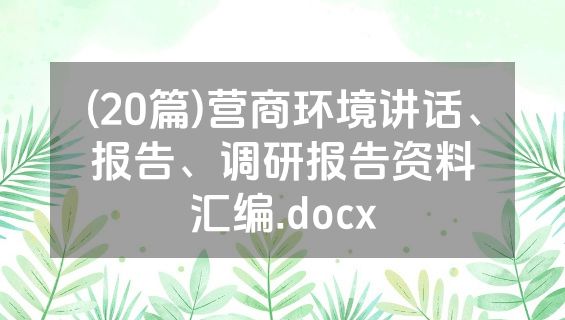 (20篇)营商环境讲话、报告、调研报告资料汇编.docx