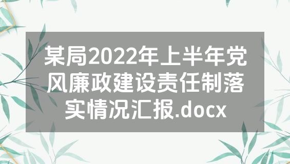 某局2022年上半年党风廉政建设责任制落实情况汇报.docx
