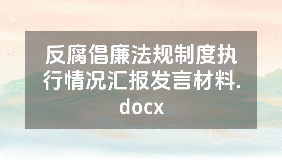 反腐倡廉法规制度执行情况汇报发言材料.docx