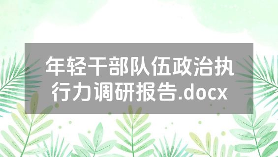 年轻干部队伍政治执行力调研报告.docx