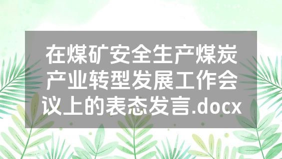 在煤矿安全生产煤炭产业转型发展工作会议上的表态发言.docx