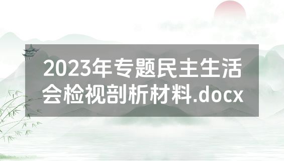 2023年专题民主生活会检视剖析材料.docx