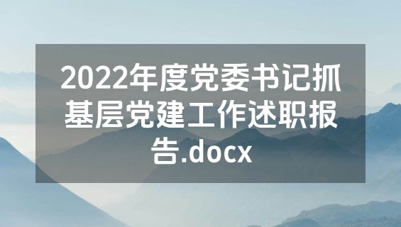 2022年度党委书记抓基层党建工作述职报告.docx