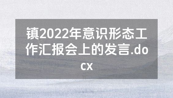 镇2022年意识形态工作汇报会上的发言.docx