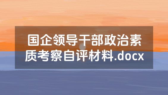 国企领导干部政治素质考察自评材料.docx
