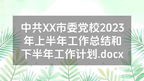 中共XX市委党校2023年上半年工作总结和下半年工作计划.docx