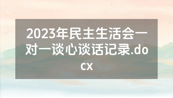 2023年民主生活会一对一谈心谈话记录.docx