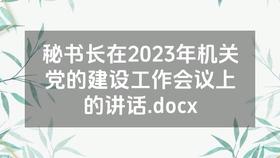 秘书长在2023年机关党的建设工作会议上的讲话.docx