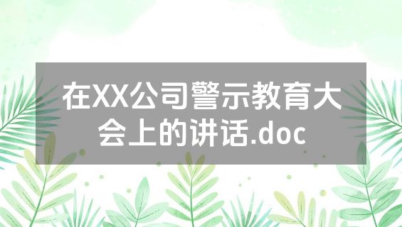 在XX公司警示教育大会上的讲话.doc