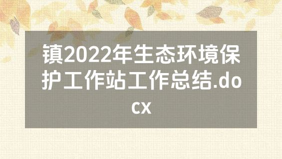 镇2022年生态环境保护工作站工作总结.docx