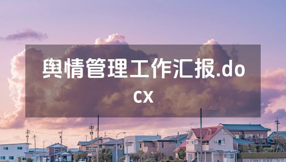 舆情管理工作汇报.docx