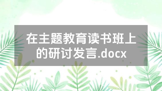 在主题教育读书班上的研讨发言.docx