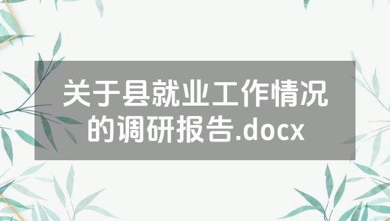 关于县就业工作情况的调研报告.docx