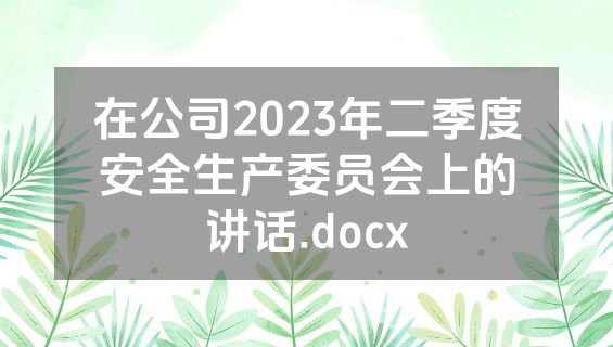 在公司2023年二季度安全生产委员会上的讲话.docx