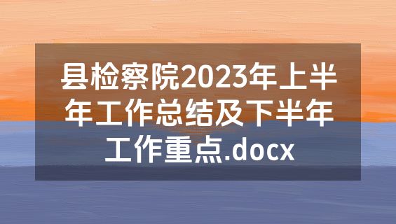 县检察院2023年上半年工作总结及下半年工作重点.docx