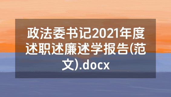 政法委书记2021年度述职述廉述学报告(范文).docx
