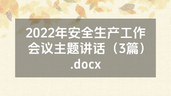 2022年安全生产工作会议主题讲话（3篇）.docx
