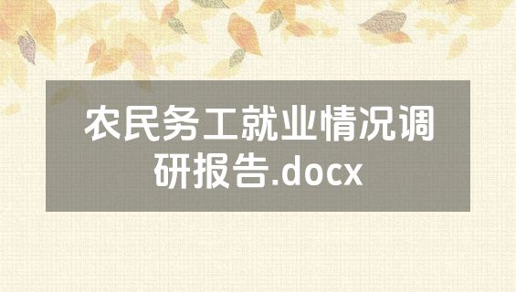 农民务工就业情况调研报告.docx