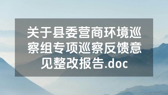 关于县委营商环境巡察组专项巡察反馈意见整改报告.doc