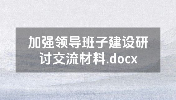 加强领导班子建设研讨交流材料.docx