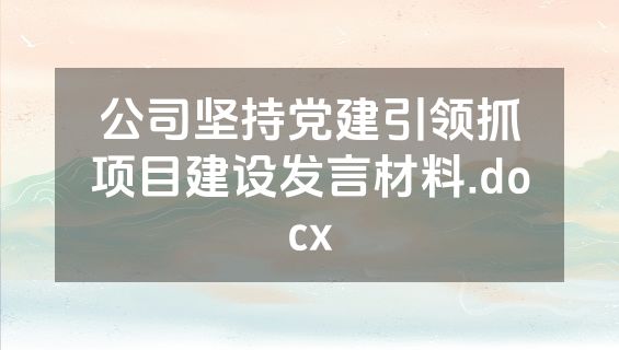 公司坚持党建引领抓项目建设发言材料.docx